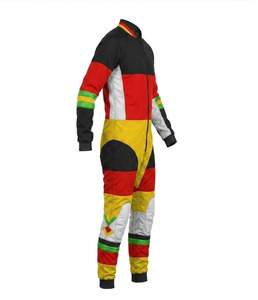 Combinaison de saut en parachute pour homme Ekin Impex, noire, rouge et jaune, avec fermeture éclair sur le devant et bandes réfléchissantes, taille adulte. - Product Image 4