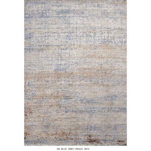 Hand Knotted Wool and Art Silk Distressed <b>Abstract</b> <b>Rug</b> Low Pile Fluffy Carpet for Luxury Living - Product Image 3