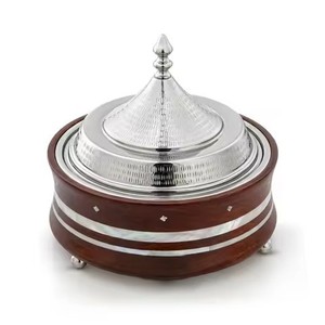 Olla caliente para alimentos árabes con borde festoneado y detalles de perlas, ideal para restaurantes de alta cocina y hostelería. - Product Image 5