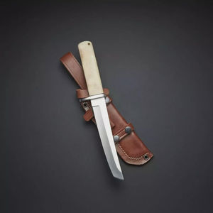 Cuchillo táctico personalizado hecho a mano con acero D2 y mango de hueso de camello, con funda, hoja fija, personalizable, OEM, para supervivencia y caza. - Product Image 6