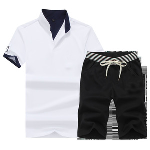 GENERSA SPORTS เซตเสื้อยืดคอกลมแขนสั้นพิมพ์ลายสีดำสำหรับผู้ชายกางเกงขาสั้นเอวยืดหยุ่นทำจากโพลีเอสเตอร์น้ำหนักเบาระบายอากาศดีใส่สบายในฤดูร้อน - Product Image 4