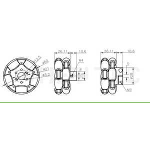 Rueda Omnidireccional para Robot, Neumáticos Metálicos para Coche, Piezas DIY 40.25x18.4 M6 M4 - Product Image 3