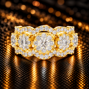 Anillo de Diamantes Cultivados en Laboratorio con Corte Redondo, Oro Sólido de 14K/18K, Anillo de Boda con Halo de Múltiples Piedras, 1.35CT DEFVVS, Joyería Fina Clásica ODM - Product Image 1