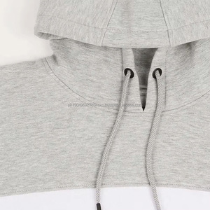 Sweat-shirts pour hommes à prix de gros, style poches kangourou avec panneau blanc sur le devant, manches régulières avec cordon de serrage et capuche - Product Image 3