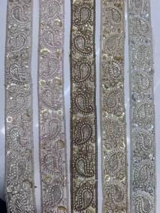 Cinta de encaje bordada con lentejuelas y perlas para vestidos de noche - Adorno romántico y elegante ecológico - Product Image 2