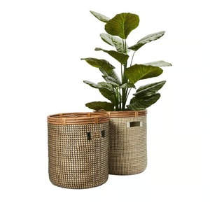 Seagrass basket with rattan rim Handmade Storage Basket Wholesale eco-friendly Made Viet Nam - Product Image 2