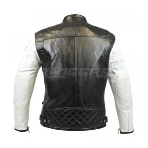 <b>Mens</b> Leather <b>Jackets</b> Black <b>White</b> Black <b>White</b> Premium Moto Biker Outerwear Long Sleeve OEM Supplier Windproof Fashion <b>Jackets</b> - Product Image 2