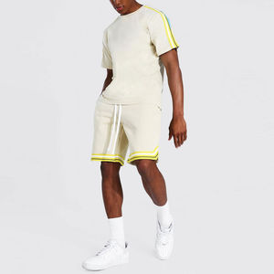 Ensemble de t-shirt et short décontractés pour homme de haute qualité, respirants, à manches courtes, pour l'été, 100% coton, coupe ajustée, vêtements de plage OEM - Product Image 1
