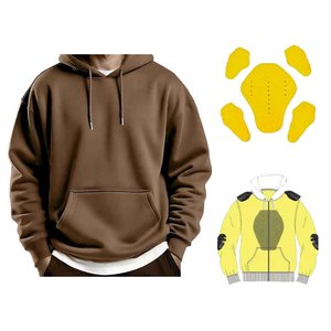 Hoodie unisexe marron imprimé respirant à séchage rapide, grande taille, personnalisable, avec patchs d'armure jaunes, manches longues, vêtements de moto - Product Image 1