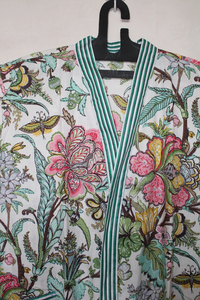 Bata Kimono con Estampado de Dibujos Animados para Mujer, 100% Algodón, Suave y Transpirable, Camisón de Verano Hecho a Mano, Cuello en V, Cintura Elástica, Largo Completo - Product Image 2