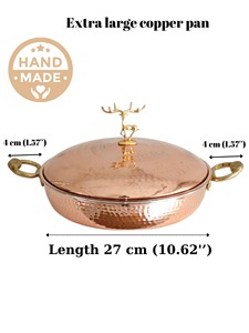 Olla de Cobre Nueva, Redonda, con Tapa, Asa de Aleación de Zinc, Utensilios de Cocina Metálicos Duraderos, Diseño Vintage, Exterior Pulido - Product Image 2