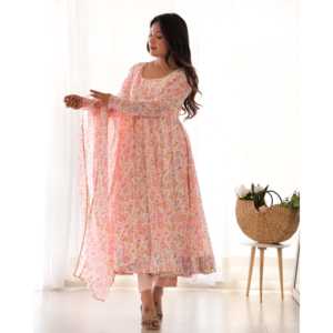 ชุดเดรส Anarkali ไซส์ XS สวยงาม ลายดอกไม้ สำหรับงานปาร์ตี้ - Product Image 2