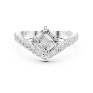 Luxury Asscher Cut Diamond Engagement <b>Ring</b> | V Shape Split Band | 925 <b>Silver</b> / 14K 18K Gold | Women Wedding <b>Ring</b> - Product Image 5