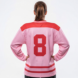 Women's Ice Hockey Jersey Sublimation Print Women's V-Neck Full Sleeve Ice Jerseys Women's Mesh Ice Hockey Jersey - Product Image 3