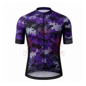 Ensemble maillot et short de cyclisme pour homme, couleur violette, manches courtes, fermeture éclair sur le devant, uniforme de cyclisme pour adultes - Product Image 3
