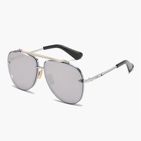 Lunettes de soleil tendance en métal à double pont, verres PC, monture intégrale, protection UV400, légères, unisexe, prêtes à l'emploi (RTS)