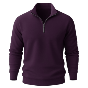 Pull à col montant zippé pour homme, bleu marine uni, tricoté, coupe classique, idéal pour l'automne - Product Image 5