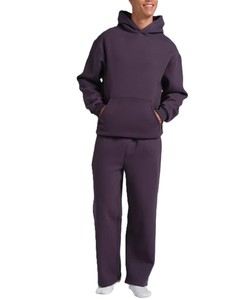 Sweat-shirt à capuche unisexe violet avec logos personnalisés, manches classiques, couleur unie, poche avant, vêtement décontracté en molleton de coton - Product Image 6