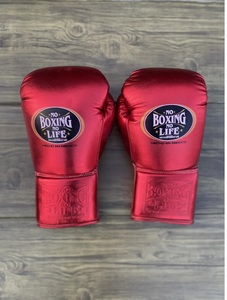 Custom Made No Boxing No Life Red and Gold Real Cowhide <b>Leather</b> Boxing Gloves Headgear Groin Guard Set Lace-Up Lightweight - Product Image 3