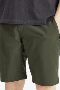 Mens Olive Green Bermuda <b>Shorts</b> Mid Waist Zipper Fly Quick Dry Casual Style with Side <b>Zip</b> <b>Pockets</b> Woven Polyester Fabric - Product Image 2