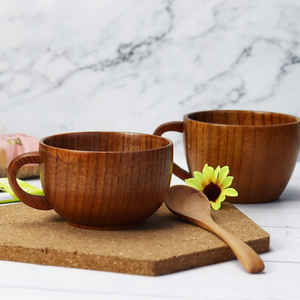 Handmade Creative Wooden tea <b>Cup</b> Popular Design Eco-Friendly Coffee Tea Server Tea <b>Saucers</b> With Handle & Cheap Price - Product Image 1