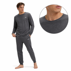 Ensemble de survêtement thermique en molleton brossé à col ras du cou pour homme, pantalon de jogging et sweat à capuche à manches longues, tenue décontractée deux pièces – Fournisseur en gros - Product Image 1