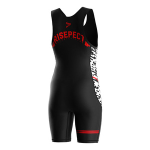 Traje de Artes Marciales de una Pieza para Hombre, Negro, Ajustado, de Secado Rápido, Spandex y Nailon, con Patrón Blanco y Logotipo Rojo - Product Image 6