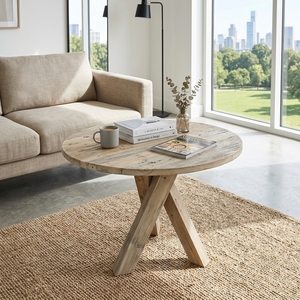 Modern Square Solid Wood Coffee <b>Table</b> Elegant Crossed X Base <b>Wooden</b> Accent <b>Table</b> For <b>Rustic</b> Living Room Setup Art Design Set Art - Product Image 2