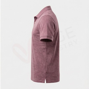 Men's <b>Purple</b> Short Sleeve Cotton Pique <b>Polo</b> <b>Shirt</b> Casual Anti-Wrinkle Solid Knitted Design Regular Fit - Product Image 3