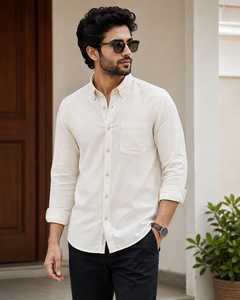 Chemise Homme 100% Lin ODM à Manches Longues Boutonnée Col Rabattu Coupe Droite Décontractée Vêtement de Travail d'Été 140g - Product Image 3