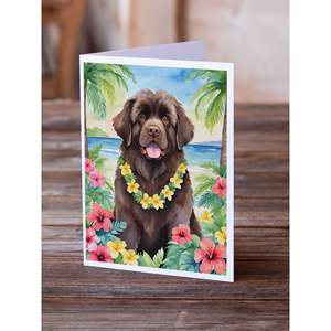 Newfoundland Luau <b>Greeting</b> <b>Cards</b> Pack of 8 Whimsical A7 Size 5x7 Blank <b>Note</b> <b>Cards</b> with Envelopes - Product Image 2