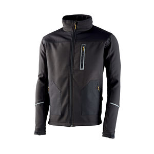 Men's Waterproof Softshell Jacket with <b>Fleece</b> Lining Outdoor <b>Work</b> Wear Uniform Zipper Closure and Print Pattern - Product Image 4