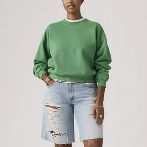 Nueva llegada, sudaderas de cuello redondo para mujer, color sólido, logotipo personalizado, 350g, fabricadas en Bangladesh, venta al por mayor. - Product Image 3