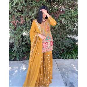 Designer <b>Indian</b> & <b>Pakistani</b> <b>Clothing</b> Party Wear Top Bottom and Dupatta Set - Product Image 3