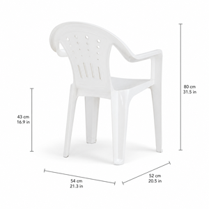 Silla de Plástico Blanca para Exteriores, Tendencia 2026, con Respaldo y Reposabrazos Sólidos, para Sala de Estar o Patio - Product Image 3