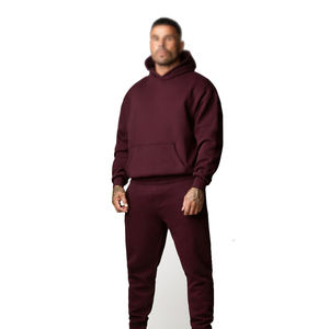 Ensembles décontractés pour hommes de qualité supérieure, légers, 100 % coton, avec capuche et pantalon de survêtement respirant pour l'hiver, personnalisables à l'avant - Product Image 1