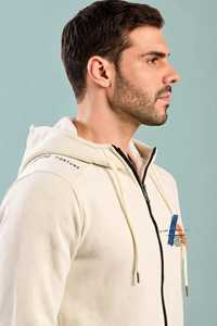 Sweat à capuche unisexe zippé en molleton 100 % coton, coupe oversize, style streetwear décontracté avec logo imprimé sur le devant, épais et chaud pour l'hiver - Product Image 3
