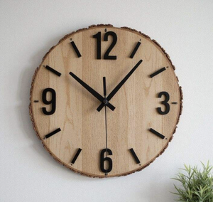 Rustic Wooden Round Wall <b>Clock</b> Quartz Analog Silent Design Living Room Decor Handmade Wood <b>Clock</b> - Product Image 3