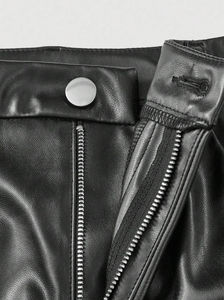 Pantalones de Mujer Casuales y Elegantes para Vacaciones, de Color Sólido, en Cuero Sintético PU de Alta Gama, Estilo Europeo y Americano - Product Image 3