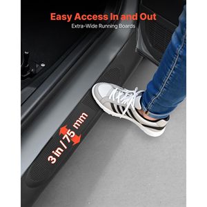 Estribos Laterales de 3 Pulgadas Compatibles con Chevy GMC 1500/2500HD/3500HD Crew Cab 2019-2025, Barras Nerf de Acero al Carbono Negro - Product Image 4