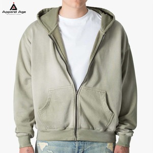 Sweat-shirts à capuche unisexe de haute qualité, épais, avec fermeture éclair, effet délavé, pour l'entraînement sportif et le sport en salle, collection hiver 2026, vente en gros - Product Image 5