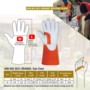 ถุงมือเชื่อมสีส้ม Orange Tig ยี่ห้อ JNM SAFETY รุ่น JNM-3730 หนัก 11 ออนซ์ ผลิตจากหนังแกะและหนังวัวฟอกฝาด ปราศจากน้ำยาง ทนทานต่อเปลวไฟ - Product Image 6