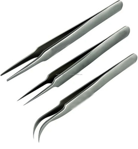 Ensemble de pinces à cils en acier inoxydable de précision, pointe lisse, courbées et droites, pour application beauté - Product Image 6