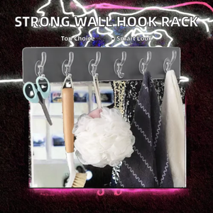 Modern Transparent PVC Wall Hook Waterproof Traceless Adhesive Storage <b>Hanger</b> Six Row Multifunction Kitchen Organizer Wall Mount - Product Image 3