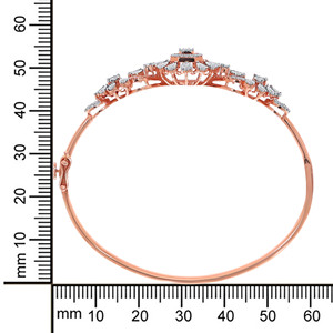 Elegant Men's Rose Gold 14K Diamond Floral Designer <b>Bangle</b> <b>Bracelet</b> Intricate Leaf Flower Motif Brilliant Cut Sparkling Diamond - Product Image 4