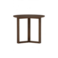 Mesa de Centro Redonda Moderna Nesthouz, Disponible en Stock, con Base en Y Giratoria Minimalista, Acabado en Nogal Sólido, Muebles para el Hogar