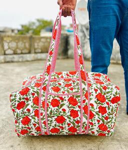 Women's Large Duffel/Weekender Bags <b>Rope</b> Handle Cotton Printed Quilted Overnight Bag Unique Gifts Boho Cotton Gym Shopper - Product Image 1
