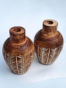 Jarrón de Madera Tallado a Mano, Jarrón Decorativo para Flores, Adorno Personalizado para Regalo, Decoración para Mesa de Boda o Hogar - Product Image 2