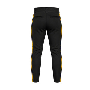 <b>Black</b> Men's Baseball <b>Pants</b> With Yellow Stripes Embroidered Logo Slim Fit Moisture Wicking All Seasons Custom Baseball <b>Pants</b> - Product Image 3