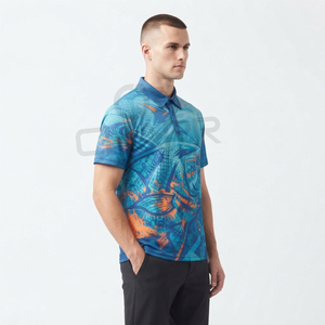 เสื้อยืดตกปลาชายทะเลสำหรับผู้ชาย แห้งเร็ว ป้องกันแสงแดด UPF 50 พิมพ์ลายดิจิตอล กระดุมติด ผลิตจากโพลีเอสเตอร์ 100% - Product Image 4